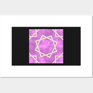 Octagrams on Pink Clouds Pattern Posters and Art